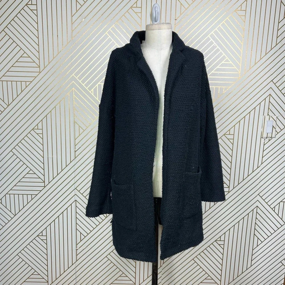 Marine Layer Birdseye Coat Open Cardigan Sweater Knit Navy Jet Black Size US‎ XS - Picture 2 of 10